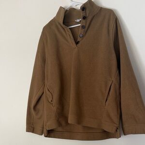 J. Crew Tan fleece Button-Up sweatshirt